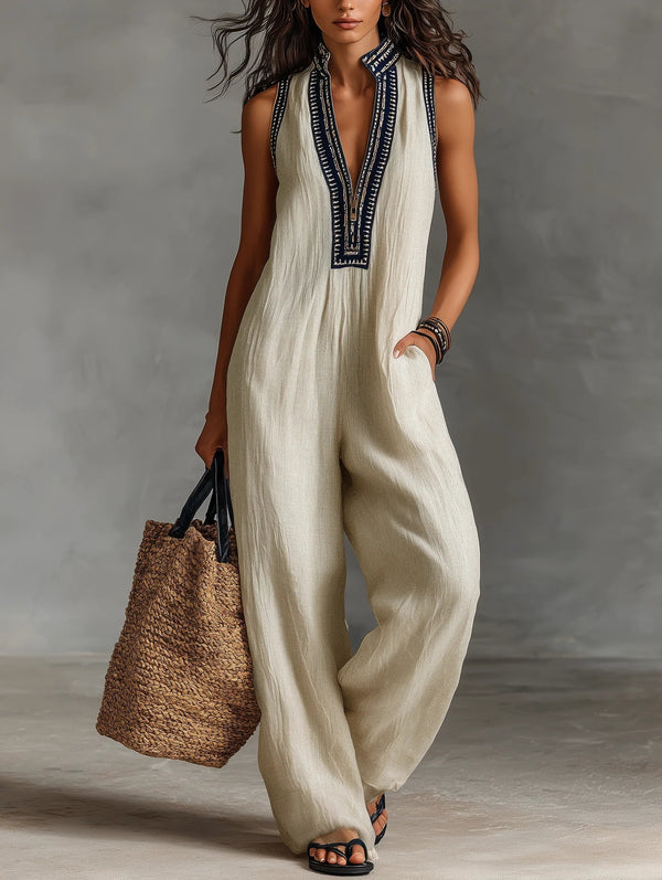 Fiamma - ärmelloser Jumpsuit mit hohem Kragen