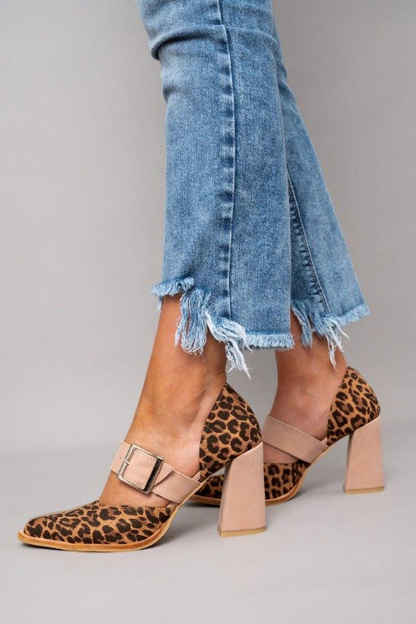 Selveta - Wildleder-Sandalen mit Leoparden-Print und stabilem Absatz