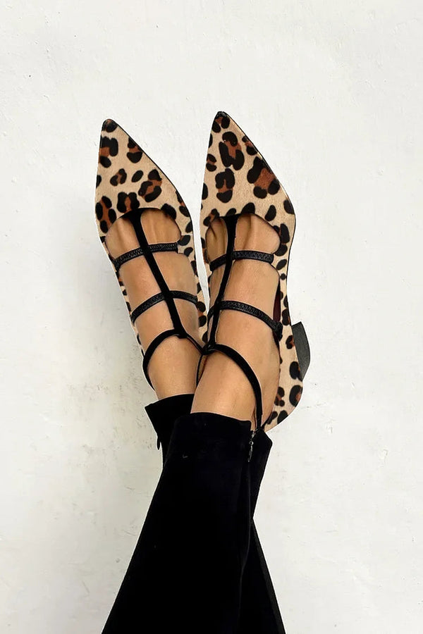 Ludovica - Ballerinas mit Animal-Print und zarten Riemen