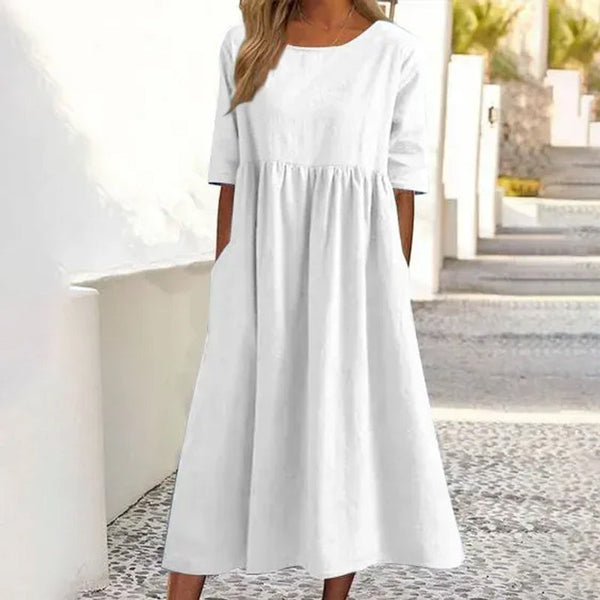 Sophie - Leinen und Baumwolle Midikleid