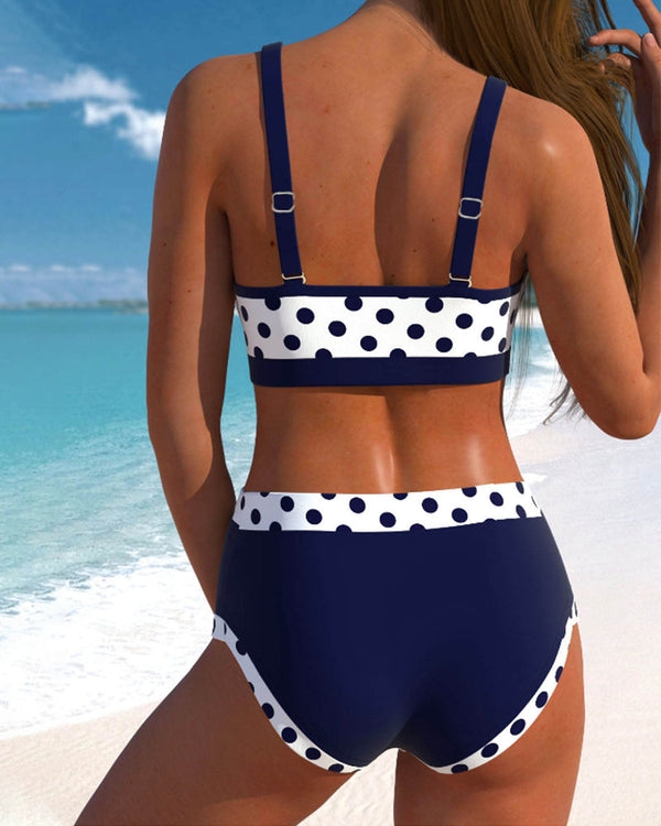 Natalia™ | Hochtaillierter Bikini mit Streifen und Patchwork-Design
