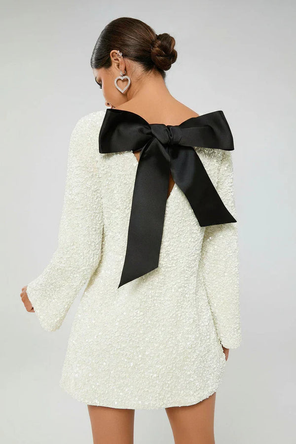 Clara - Pailletten-Kleid mit Schleife am Rücken
