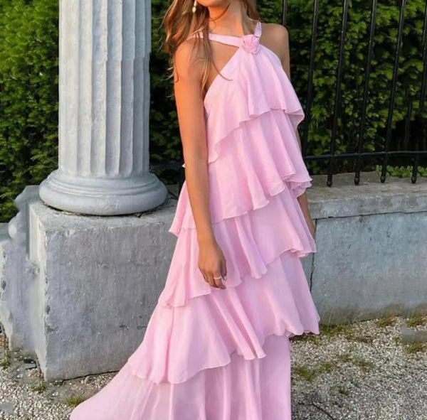 Eryndra™ - Halterneck Maxikleid mit ruffles
