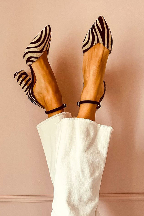 Zebrina - Sandaletten mit mittlerem Absatz und Zebra-Print