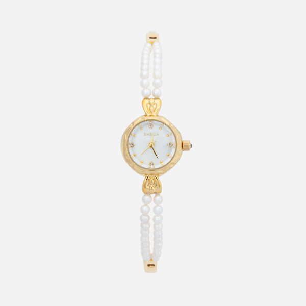 Johanna – Goldene Uhr mit Kristallrand.