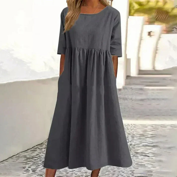 Sophie - Leinen und Baumwolle Midikleid