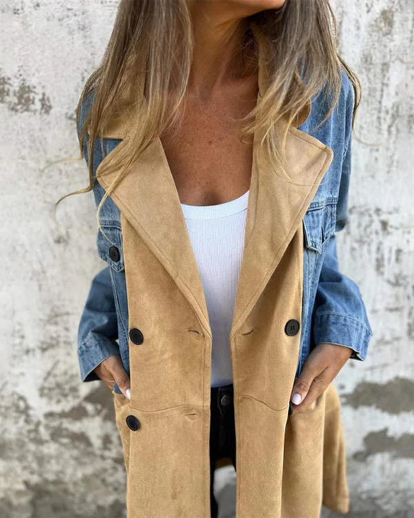 Marites™ | Mantel in Denim- und Kamel-Optik