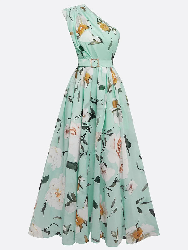 Sella - A-Linien Chiffon-Maxikleid, einseitig schulterfrei, mit Raffung