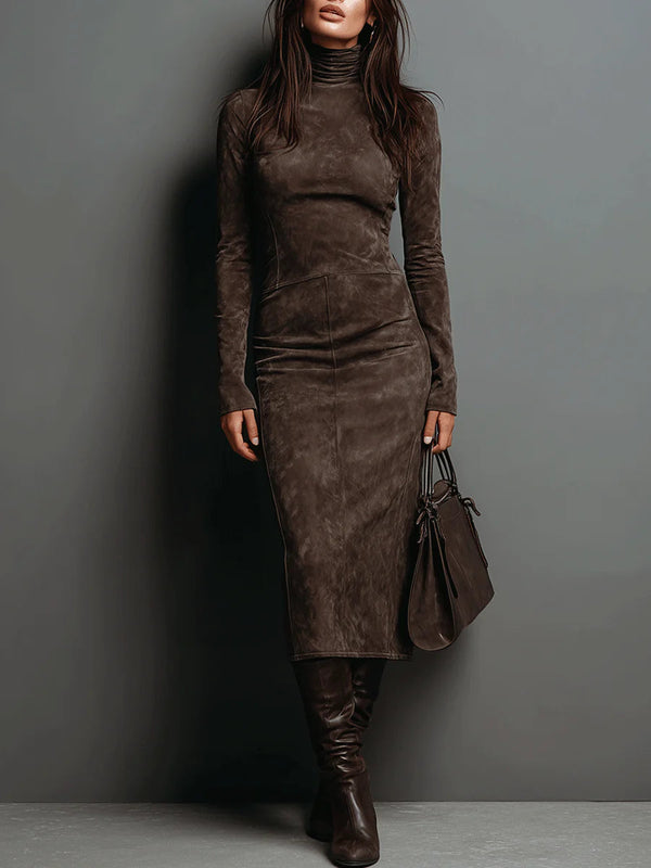 Ava | Wildleder-Midikleid