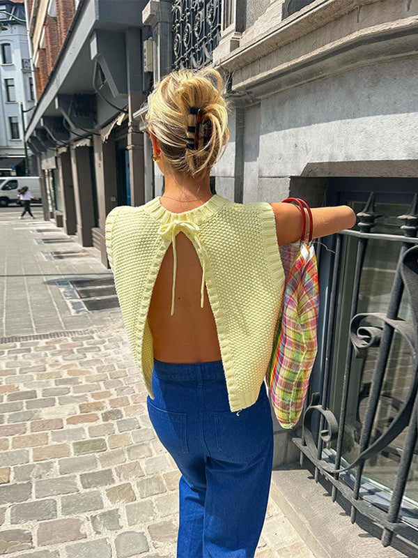 Amy - rückenfreies Strick-Top im Cardigan-Stil
