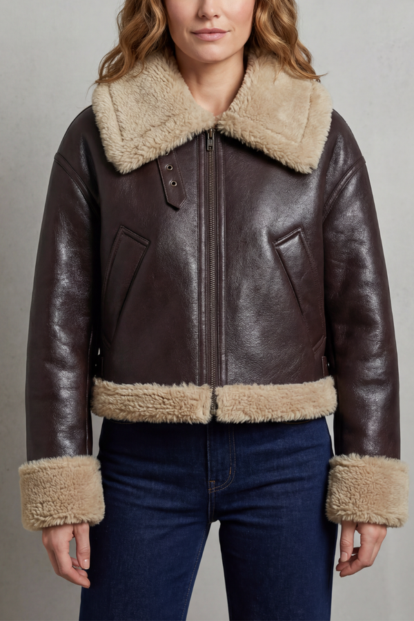 Iris™ | Wendbare Cropped Aviator-Jacke aus Fleece