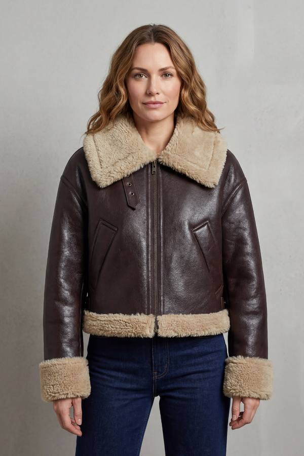 Iris™ | Wendbare Cropped Aviator-Jacke aus Fleece
