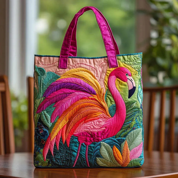 Handgefertigte Tasche | Regenbogen-Flamingo