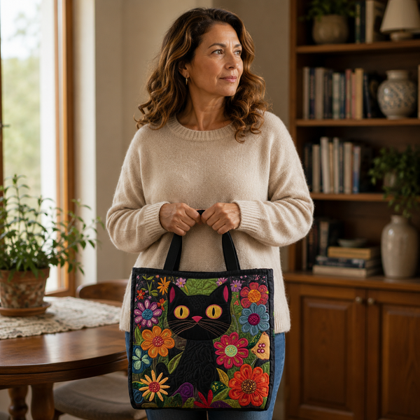 Handgefertigte Tasche | Bezaubernde schwarze Katze
