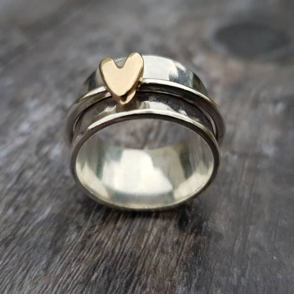 Mely - Goldenes Herz Silberring