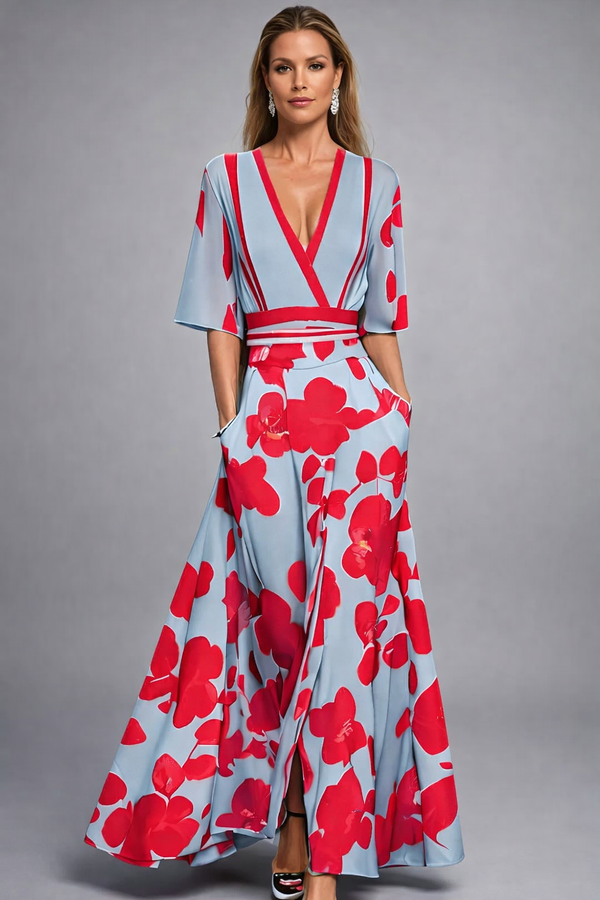 Elisa - elegantes Wickel-Maxikleid mit Blumenmuster