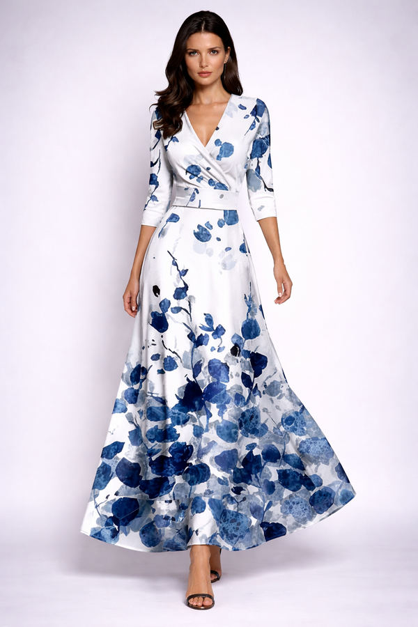 Elisa - elegantes Wickel-Maxikleid mit Blumenmuster