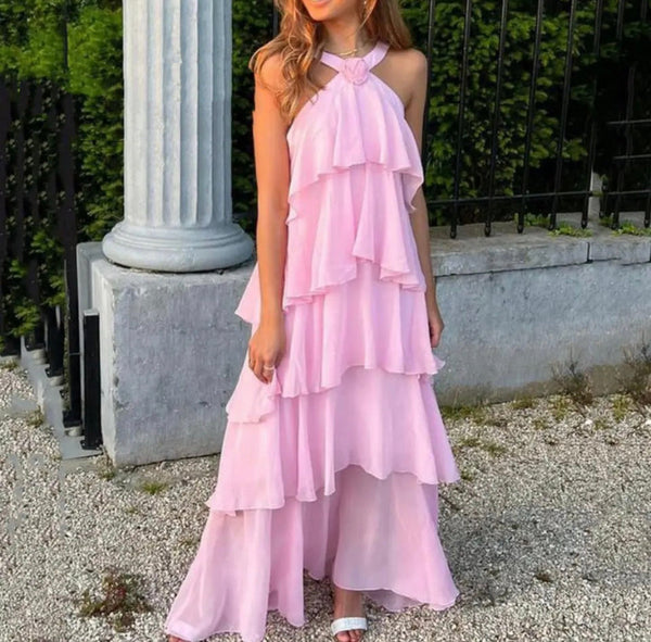 Eryndra™ - Halterneck Maxikleid mit ruffles