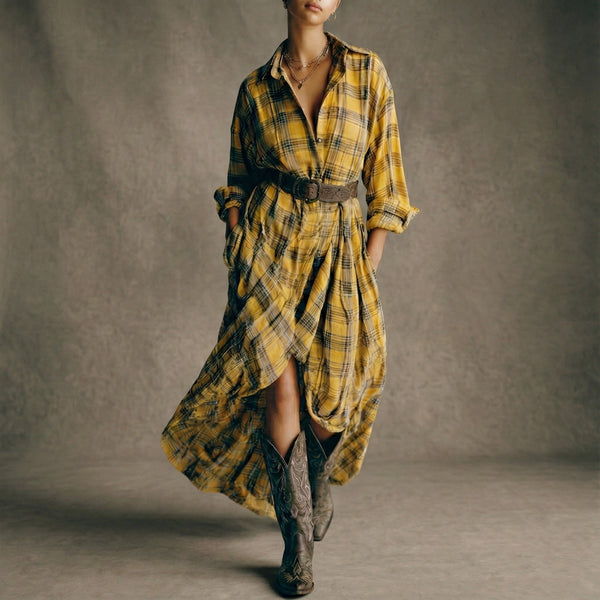 Abril - Karo-Hemdkleid mit Gürtel
