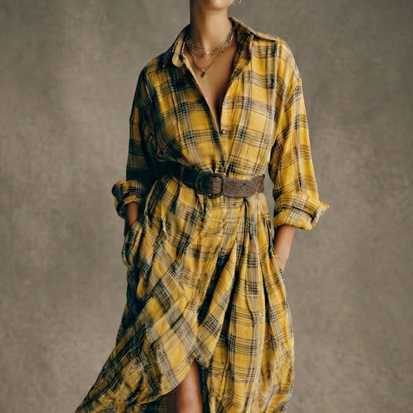 Abril - Karo-Hemdkleid mit Gürtel