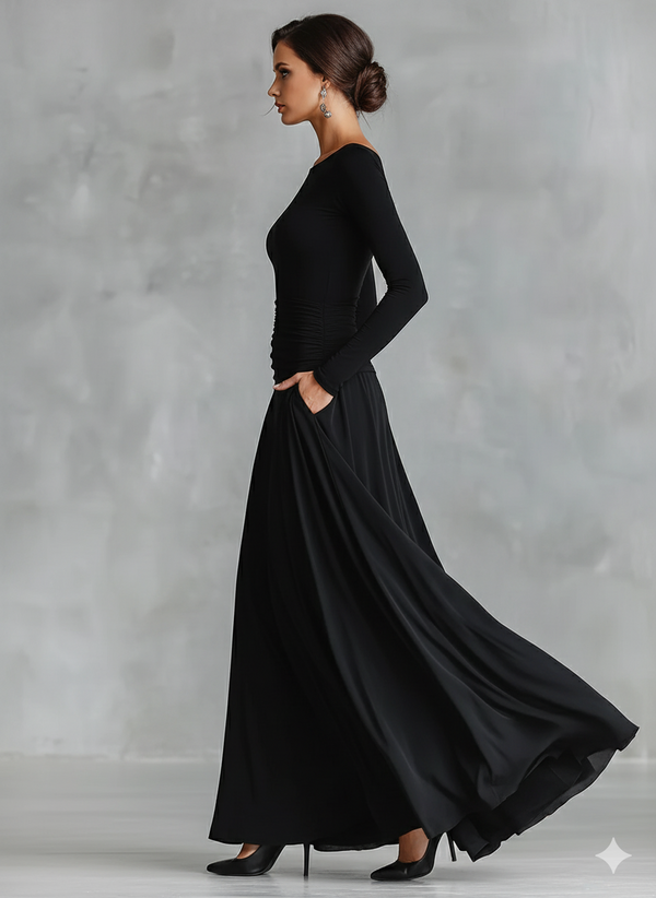 Rubi | Elegantes schwarzes Maxikleid