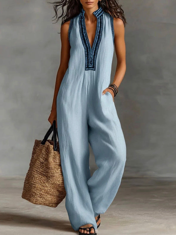 Fiamma - ärmelloser Jumpsuit mit hohem Kragen