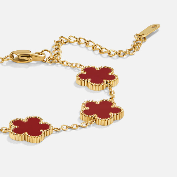 Bianca - Glücksbringer Armband mit rotem Kleeblatt