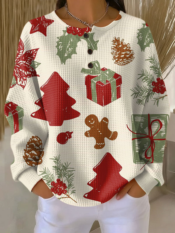 Andrea™ | Weihnachtspullover mit Tannen und Geschenken