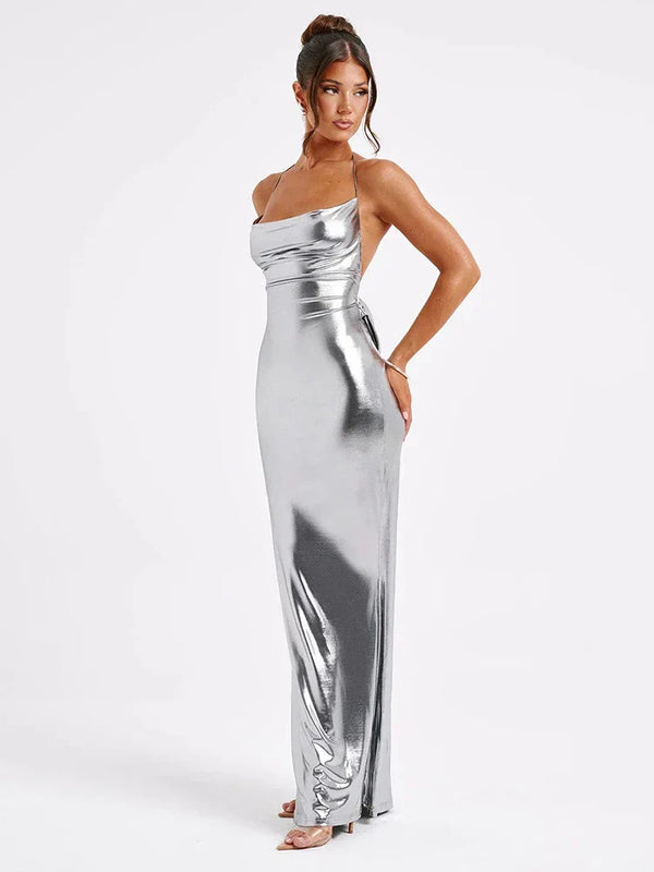 Hayden™ - Metallic Maxikleid