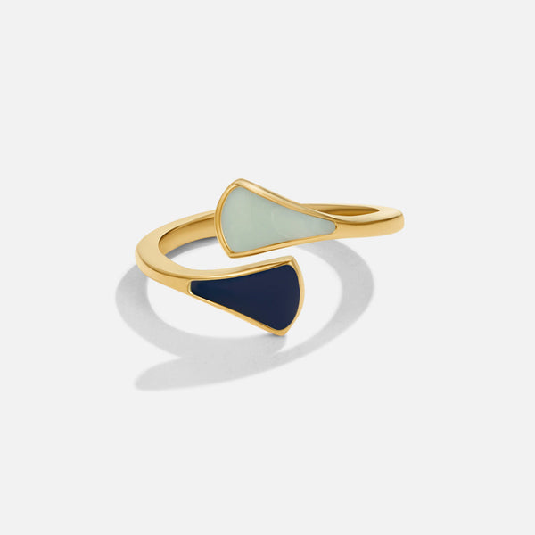 Safira – Offener Ring in Blau und Gold