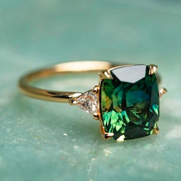 Glück - Grüner Zirkonring in Gold