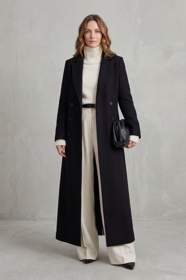 Vivienne™ | Langer Wollmantel mit taillierter Passform