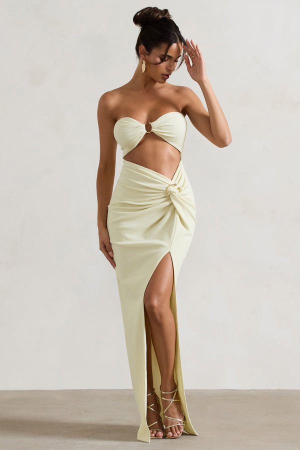 Cancun™ - trägerloses Maxikleid in Ecru mit Cut-Outs und Twist-Detail