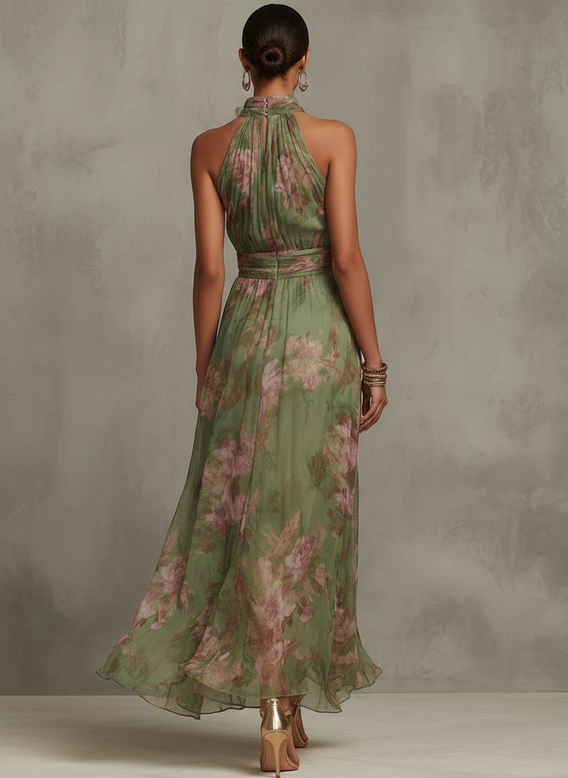 Serena - Blumen-Maxikleid mit Neckholder