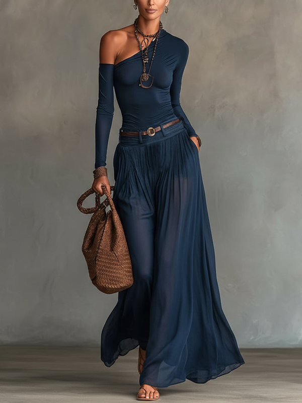 Monika - schlankmachendes Tüll-Set in Marineblau