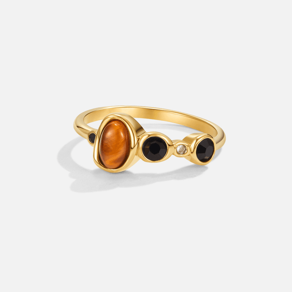Aurora – Goldring mit bunten Vintage-Kristallen