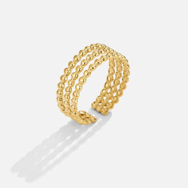 Oria – Mehrreihiger Perlenring in Gold