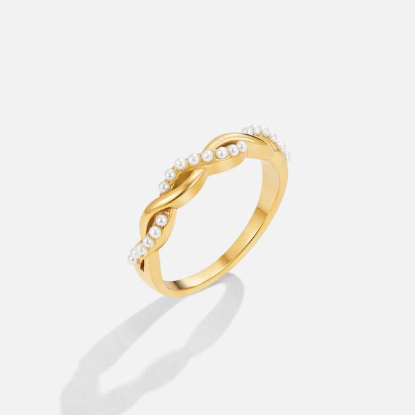 Bella – Gedrehter Ring mit Perlen und Kristallen