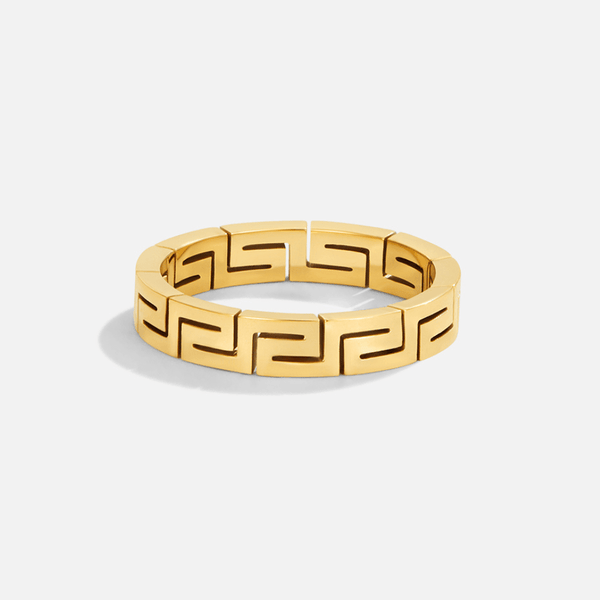 Celestine – Goldring mit geometrischem Muster