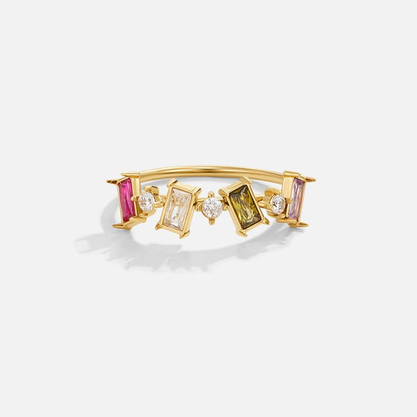 Adeline – Goldring mit bunten Kristallen