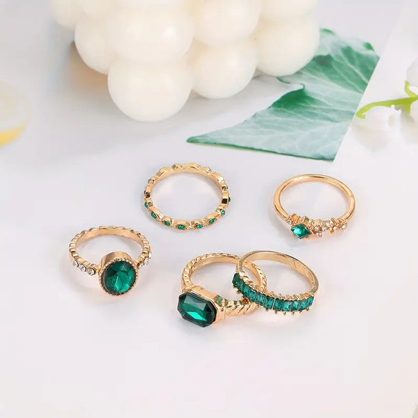 Zarina Exquisites Smaragd-Gold-Ring-Set