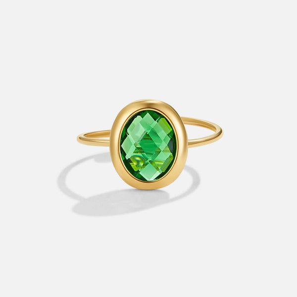 Elena – Goldring mit grünem Kristall