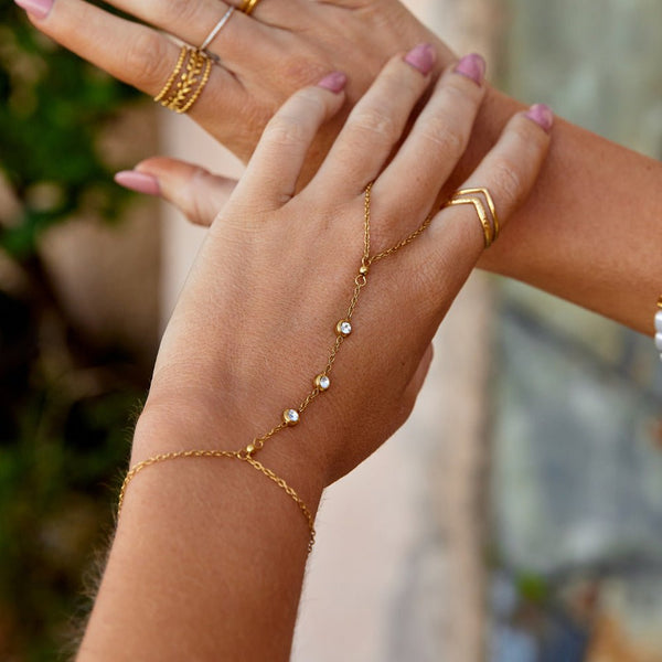 Freya - Kristall Handkettenarmband