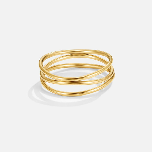Inaya – Mehrreihiger Goldring im Infinity-Design