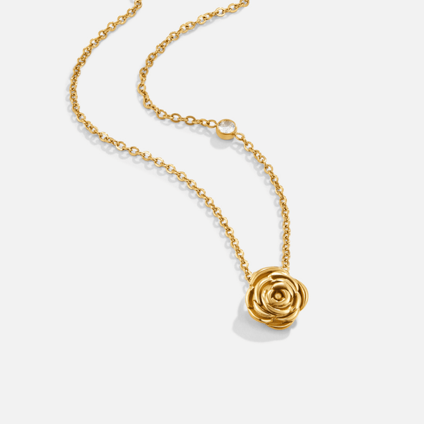 Claudia - Halskette mit Anhänger in Form einer goldenen Rose