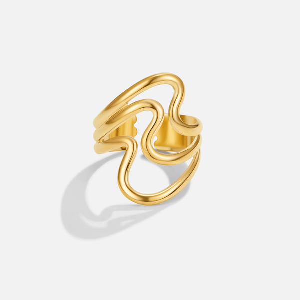 Ondina – Offener Goldring im Wellen-Design