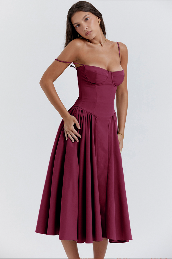 Nina - ärmelloses Korsett-Midikleid