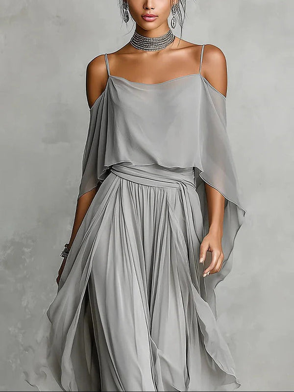 Freya - schulterfreier Chiffon-Zweiteiler