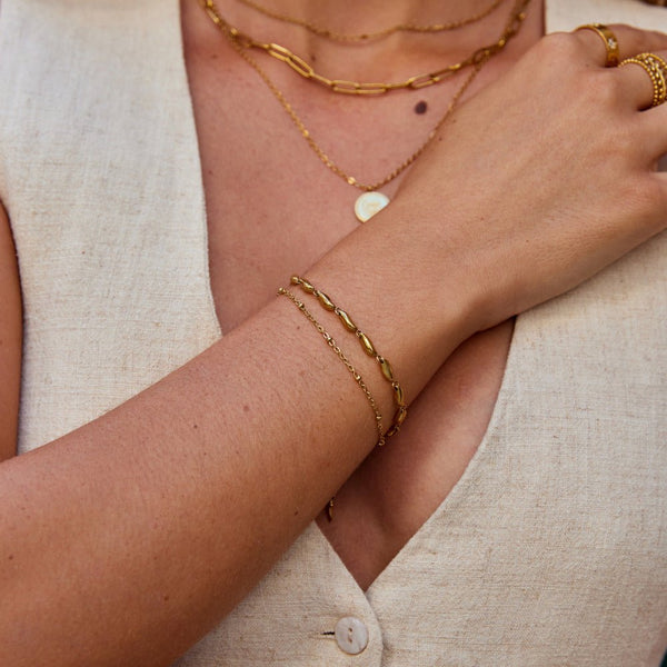 Paulina - Mehrlagiges Goldwellenarmband