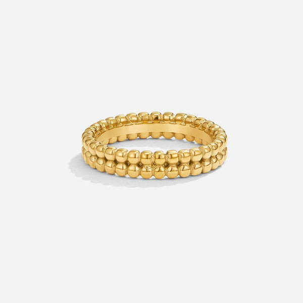 Leona – Goldring mit Kugelstruktur